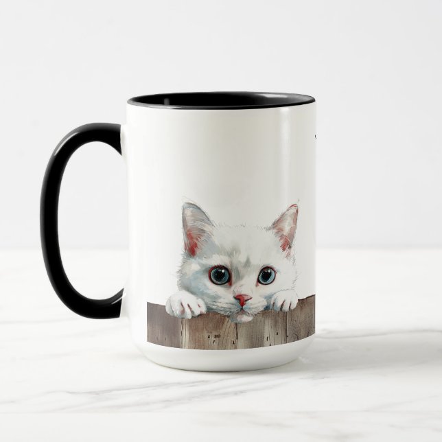 Russian White Cat Mug (Left)