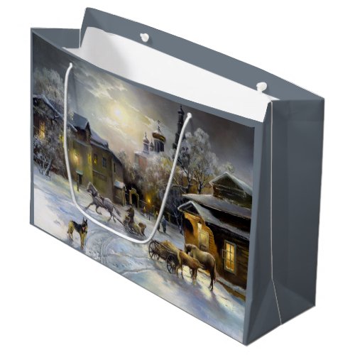 Russian Winter Painting Large Gift Bag