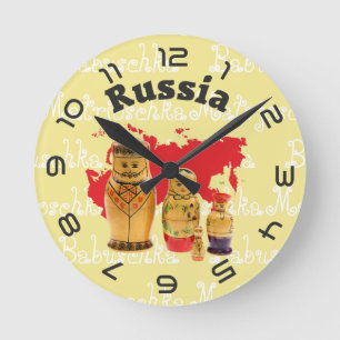 Russland - Russia Babuschka - Matrjoschka Wanduhr Round Clock