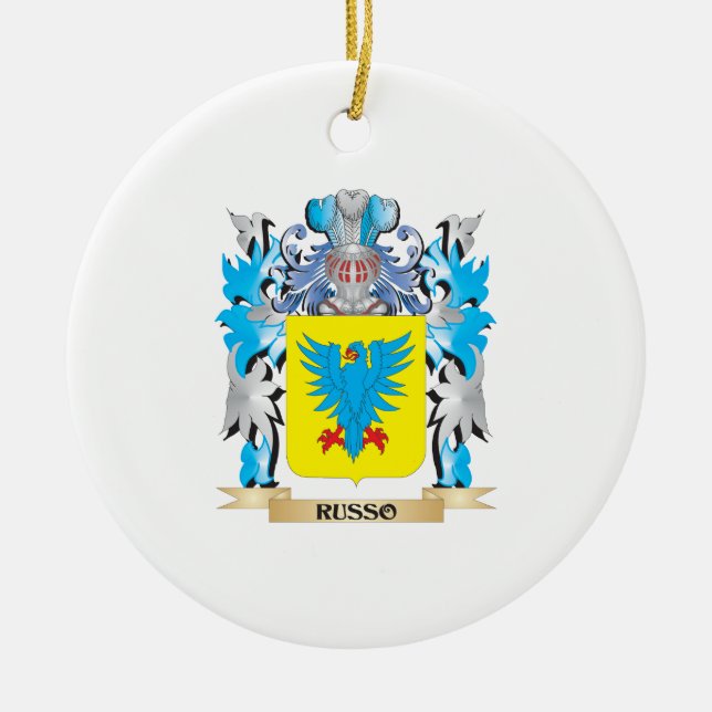 Russo Coat of Arms - Family Crest Ceramic Ornament (Front)