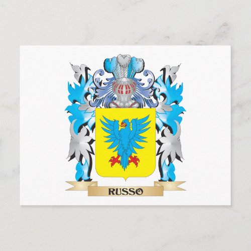 Russo Coat of Arms _ Family Crest Postcard