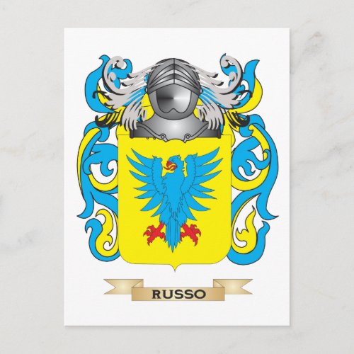 Russo Coat of Arms Family Crest Postcard