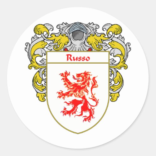 Russo Coat of Arms Mantled Classic Round Sticker