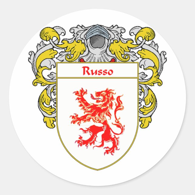 Russo Coat of Arms (Mantled) Classic Round Sticker (Front)