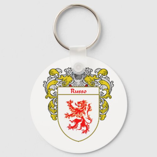 Russo Coat of Arms Mantled Keychain