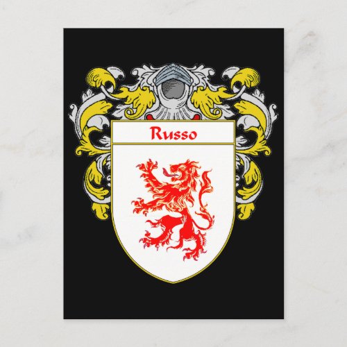 Russo Coat of Arms Mantled Postcard
