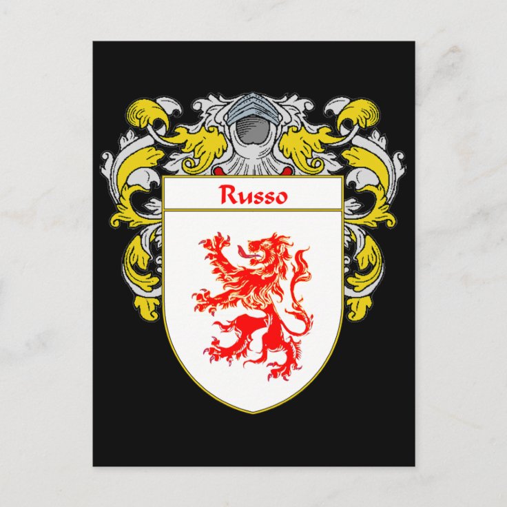 Russo Coat Of Arms Mantled Postcard Zazzle