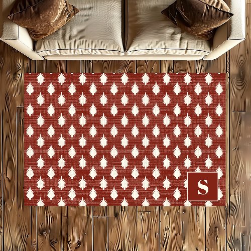 Area Rugs 4 Rust Abstract Geometric Spikes Boho Monogram Rug
