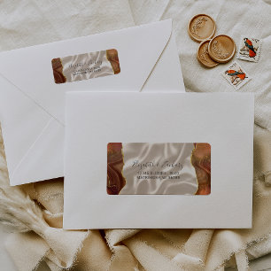 Rust Agate Ivory Silk Wedding Return Address Label