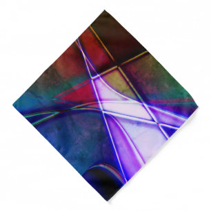 Rust aged colored geometric shapes with neon light bandana
