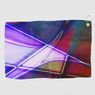 Rust aged colored geometric shapes with neon light golf towel