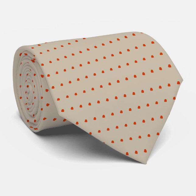 Rust and Beige Polka Dots Pattern Tie Ties (Rolled)