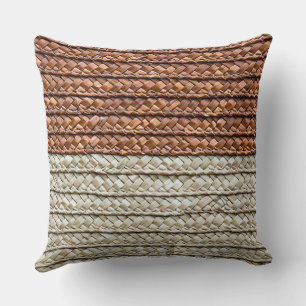 Rust and Beige Woven Look Throw Pillow