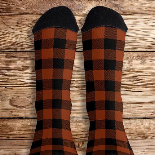 Rust and Black Buffalo Plaid Socks