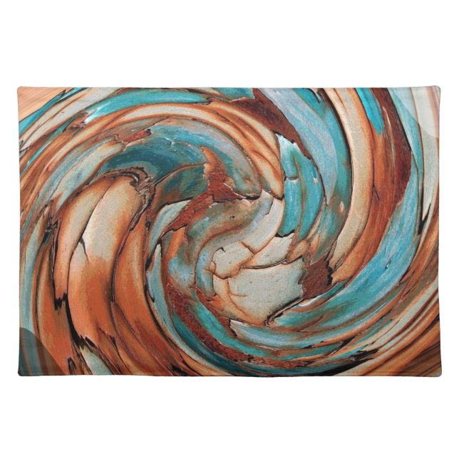 Rust And Blue Abstract Dolphin Cloth Placemat (Front)