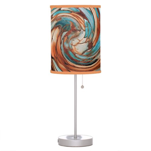 Rust and Blue Abstract Dolphin Table Lamp