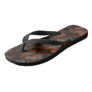 Rust and blue stone flip flops