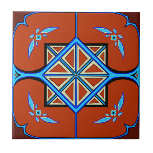 Rust and Forget-Me-Nots Tile