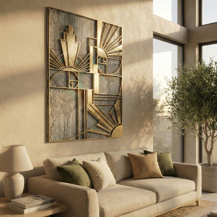 Rust and Gold Corten Steel Abstract Industrial Met Metal Print