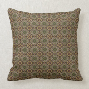 Rust And Green Patern Throw Pillow