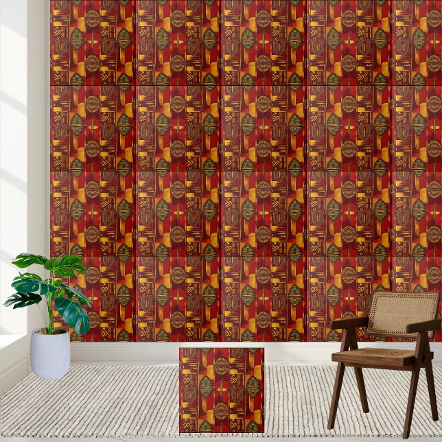 Rust and Ochre African Inspired Design Tile (Rust and Ochre African Inspired Design Tile)