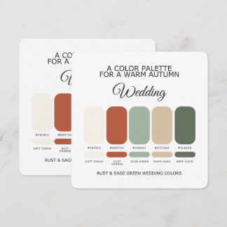 Rust and Sage Green Wedding Color Palette Card