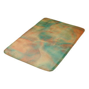 Rust and Sea Green Marble abstract Bath Mat