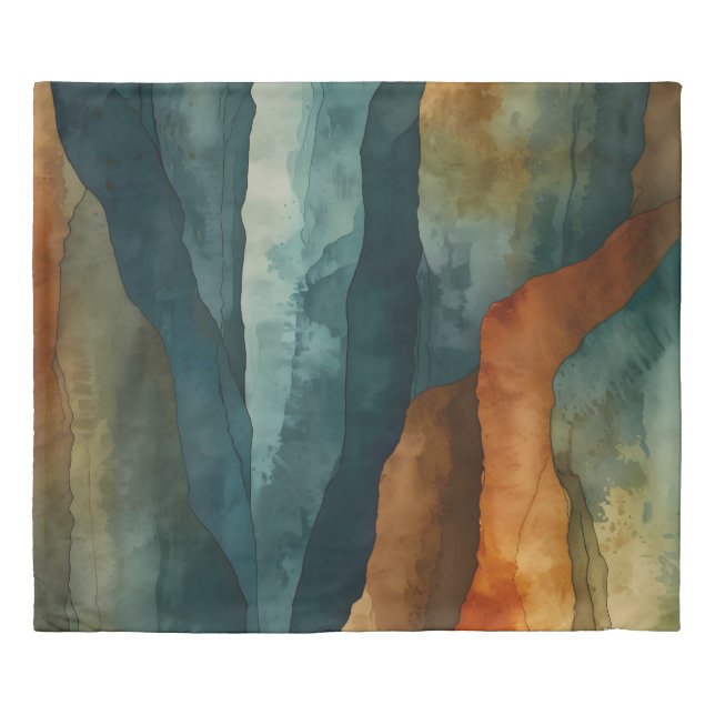 Rust and Teal Duvet Cover (Front)