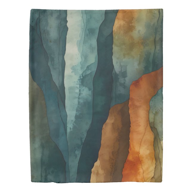 Rust and Teal Duvet Cover (Front)