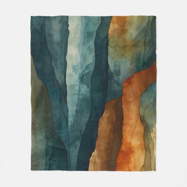 Rust and Teal Fleece Blanket (Front)