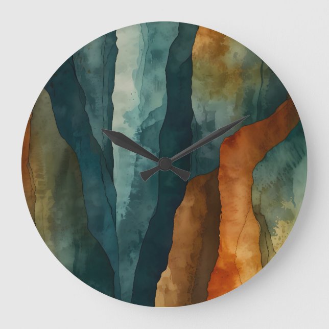 Rust and Teal Large Clock (Front)