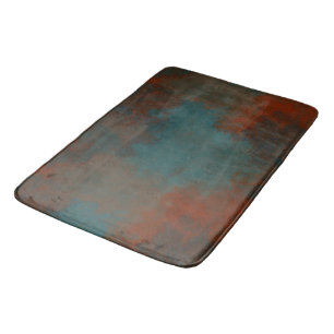 Rust and Teal Marble abstract Bath Mat