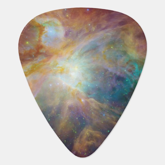 Rust and Teal Orion Nebula Guitar Pick (Front)