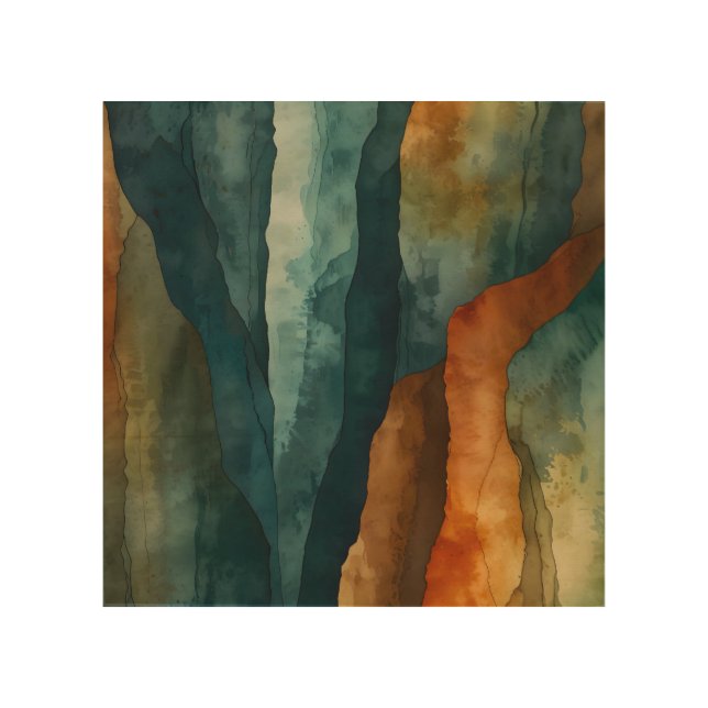 Rust and Teal Wood Wall Art (Front)