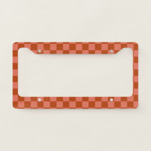Rust and Terracotta Checkerboard License Plate Frame