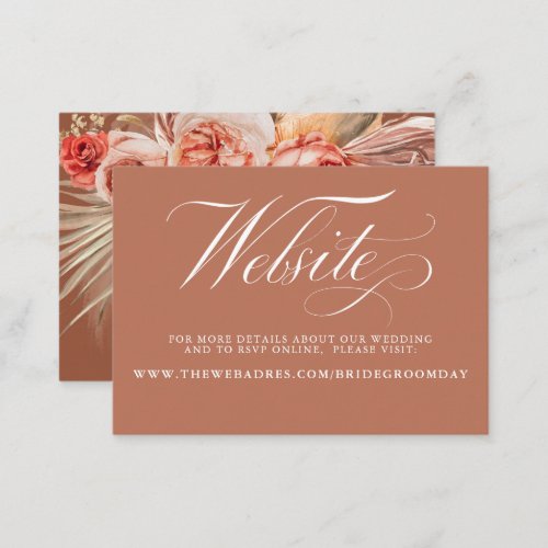 Rust and Terracotta Floral Wedding Website Business Card