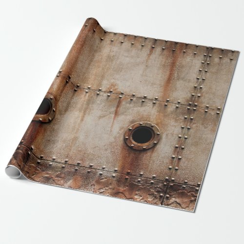 RUST AND TEXTURE ON METAL PLATE SIDES OF STAGED SH WRAPPING PAPER