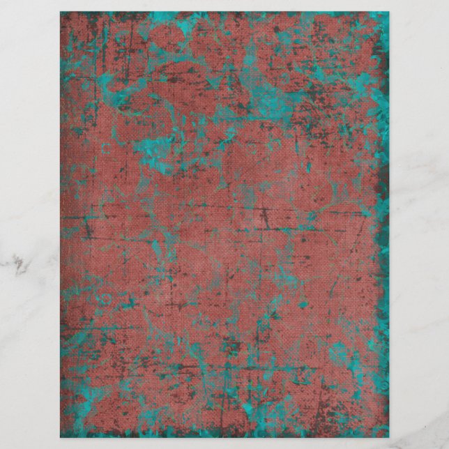Rust and Turquoise Grunge Scrapbook Paper (Front)