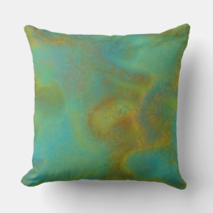 Rust and Turquoise Marble abstract 6 Throw Pillow