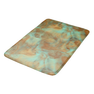 Rust and turquoise Marble abstract Bath Mat