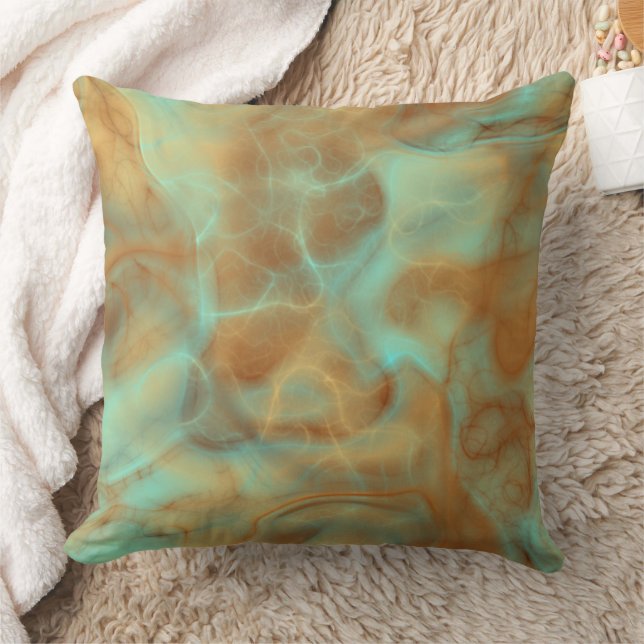 Rust and turquoise Marble abstract Throw Pillow (Blanket)