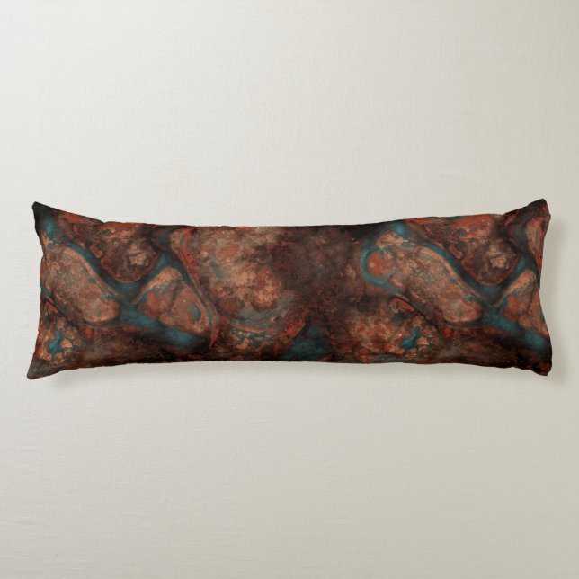 Rust and Turquoise Stone Abstract Body Pillow (Front)