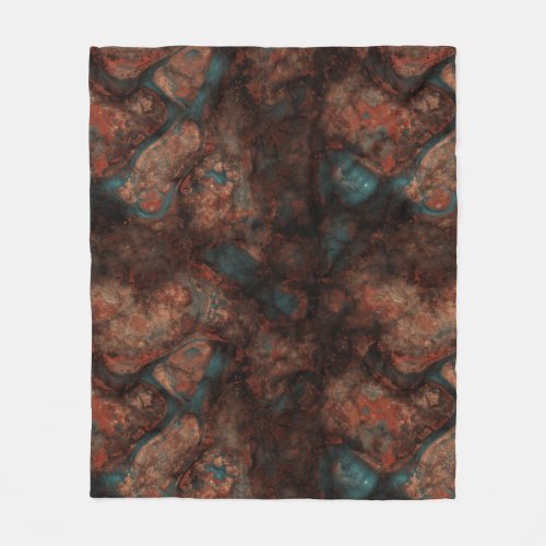Rust and Turquoise Stone Abstract Fleece Blanket