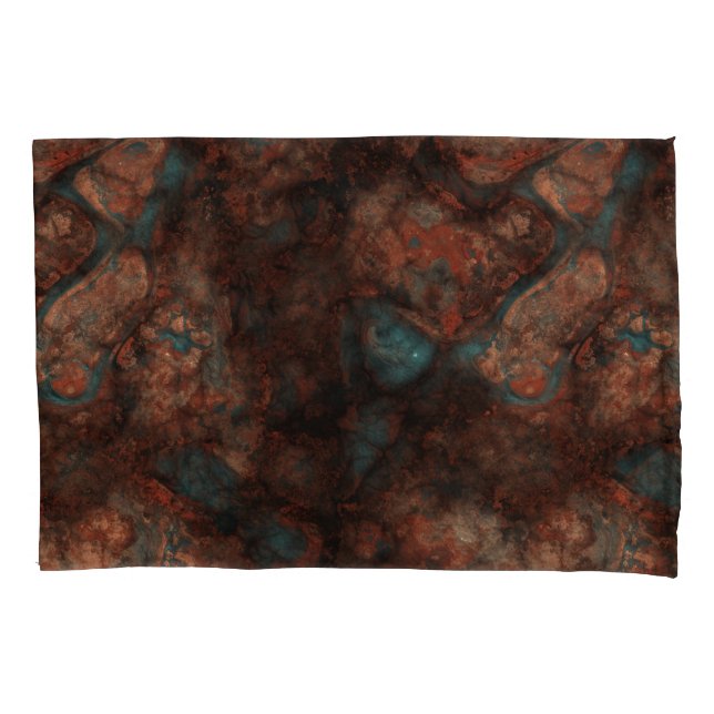 Rust and Turquoise Stone Abstract Pillow Case (Front-Left)