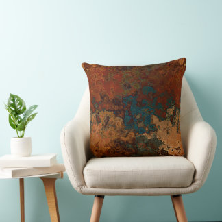 Rust and Turquoise Stone Abstract Throw Pillow