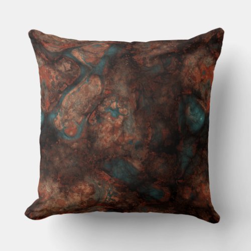Rust and Turquoise Stone Abstract Throw Pillow