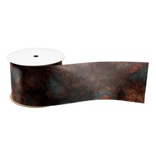 Rust and turquoise stone  satin ribbon