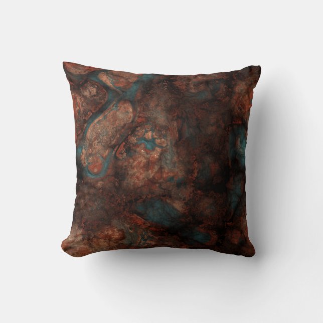 Rust and turquoise stone  throw pillow (Front)
