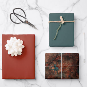 Rust and turquoise stone  wrapping paper sheets