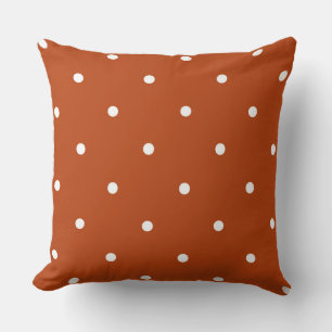 Rust, and white dots throw pillow